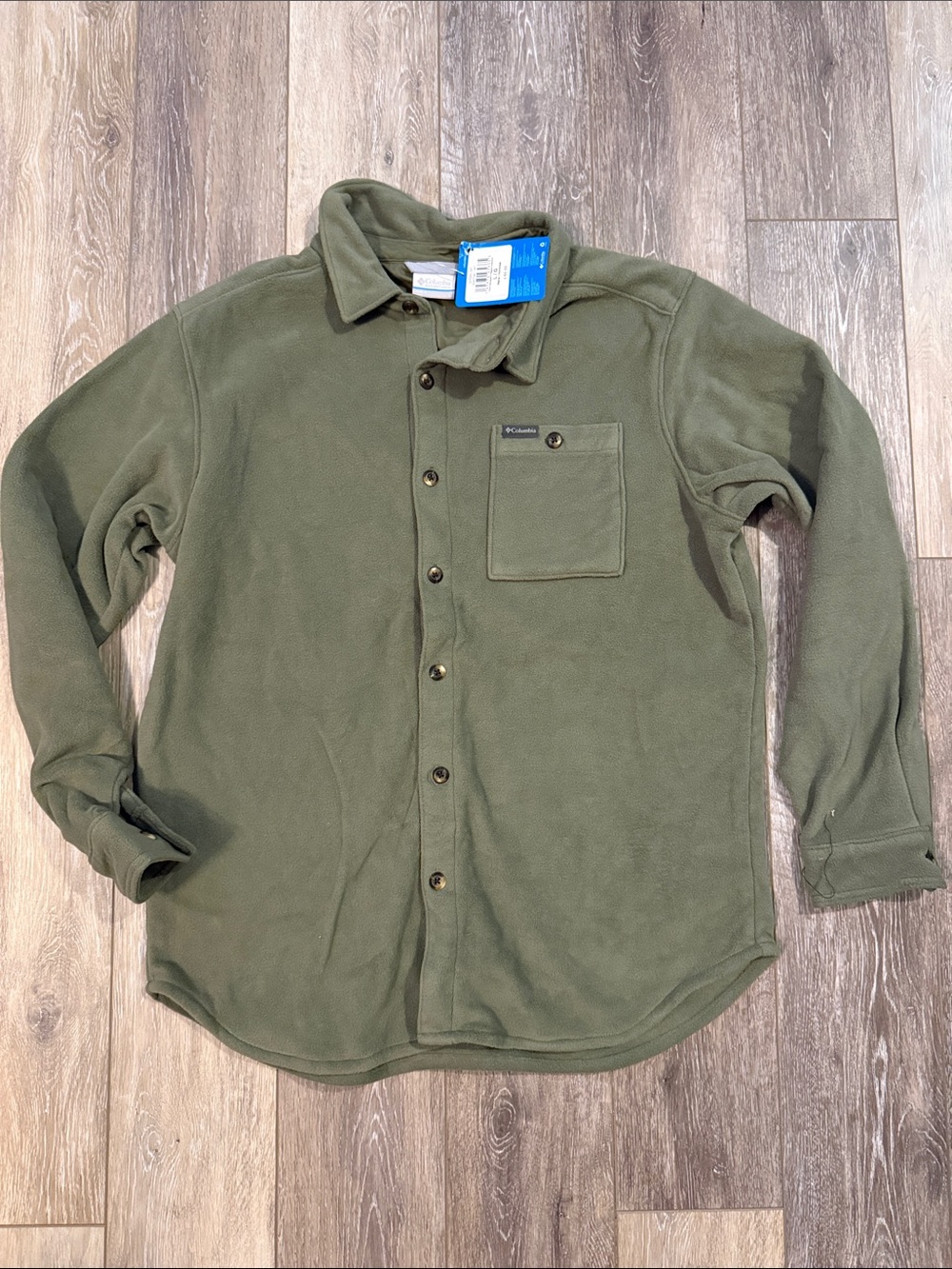 Columbia Men's Olive Green Fleece Button-Down Shirt Jacket